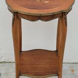Selette pedestal side table Louis XV style with decorated marquetry and rosewood - 1900s