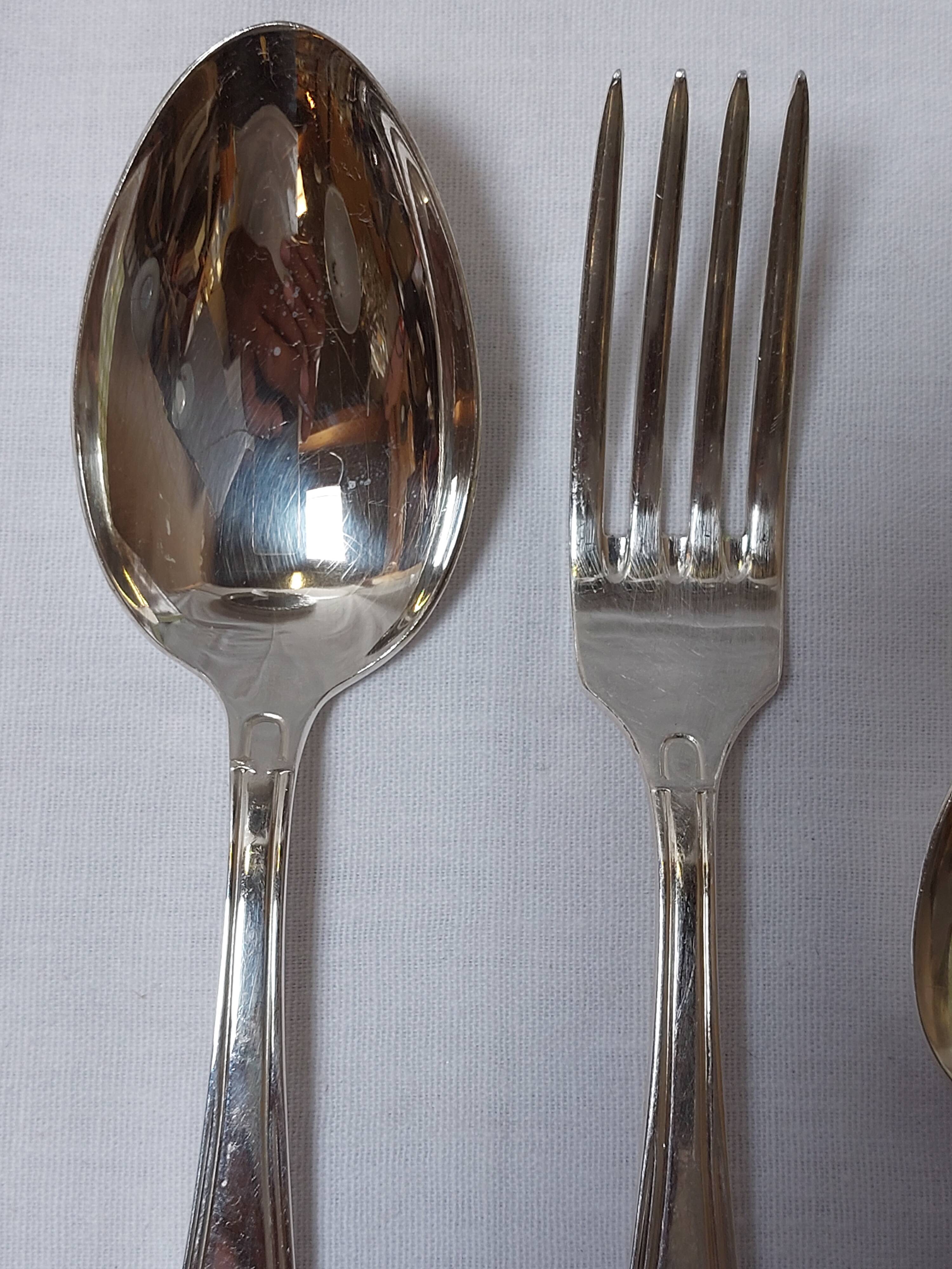 37-piece cutlery set in silver metal with Art Deco decor in box