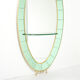 Large Italian mirror oval brass crystal green crystal of Cristal Arte 1950s 110x219cm