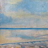 Marine painting "Mediterranean Port" post cubist signed P. Castille Orientaliste