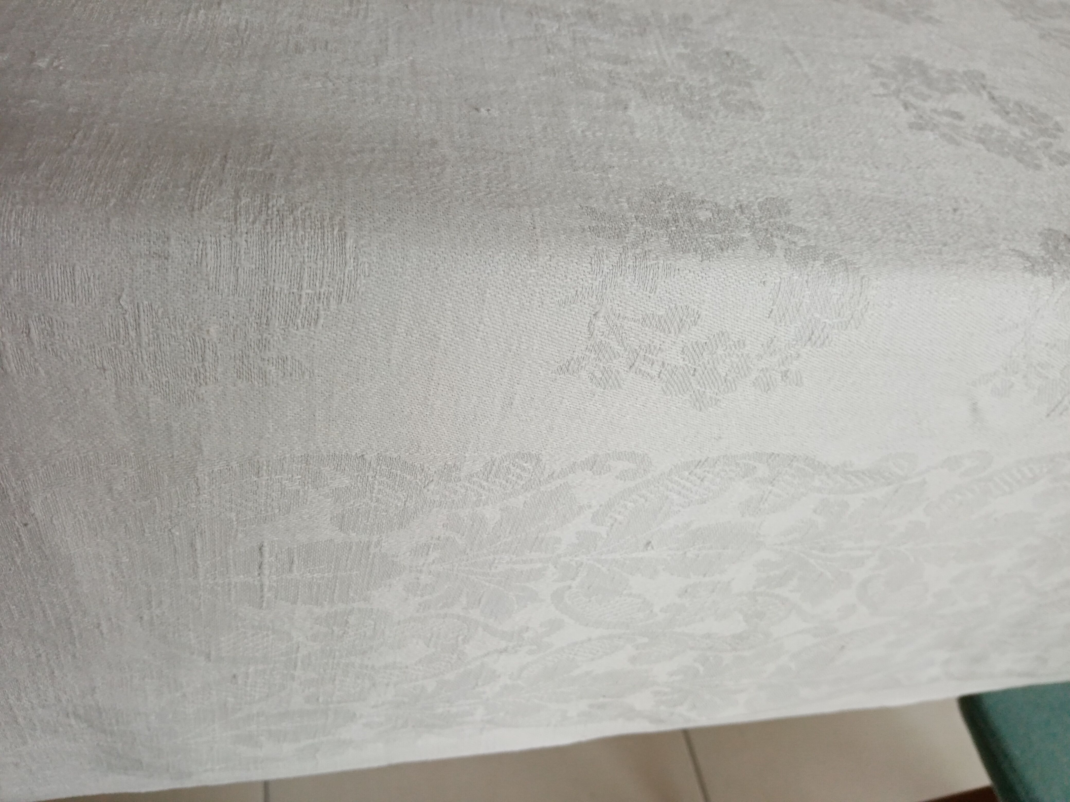 Old large rustic linen tablecloth 295 x 140 cm