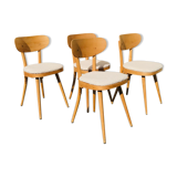 4 vintage 1960 Baumann chairs in blond beech