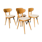 Set de 4 chaises vintage 1960 Baumann en hêtre blond