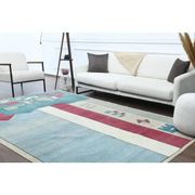 Vintage Turkish Oushak handmade wool cotton blue area rug 204x304