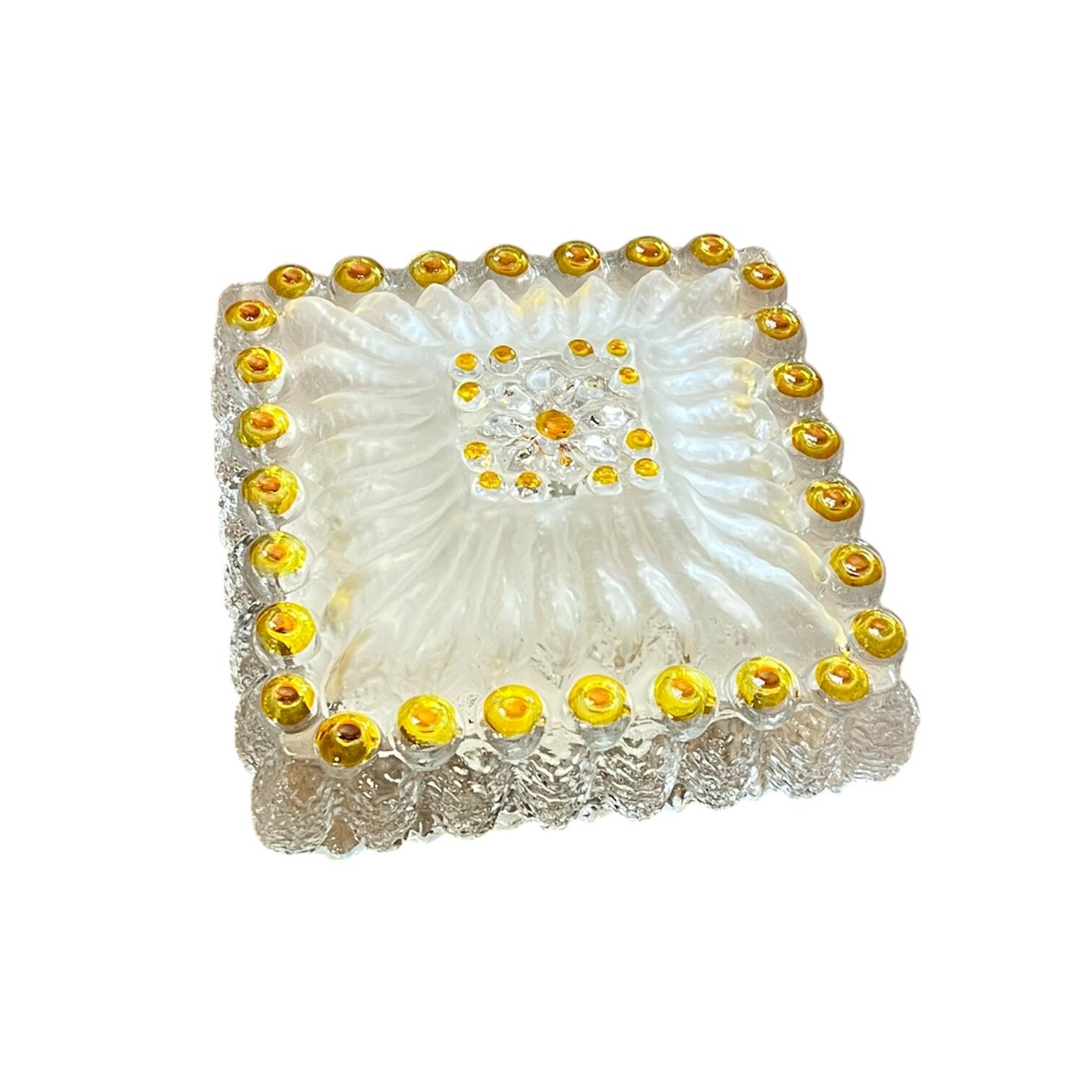 Square wall light or ceiling light in Murano or Limburg glass.