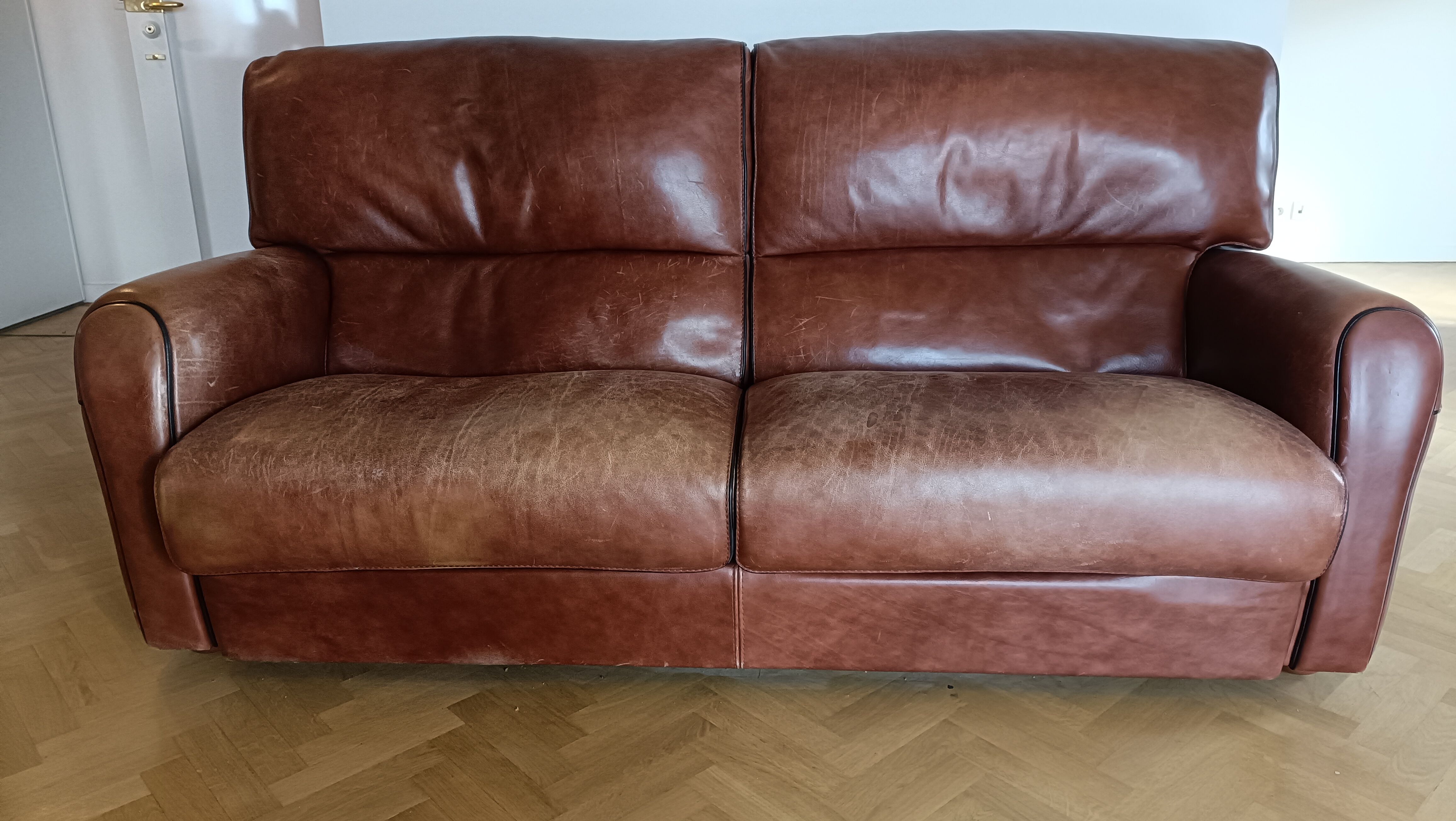 Sofa 2 armchairs vintage leather