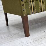 1970s, Danish 2-seater sofa, original green furniture wool, beech wood.