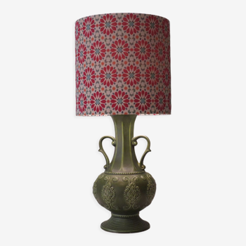 Ceramic table lamp from Bay, West Germany 1960 with handcrafted lampshade