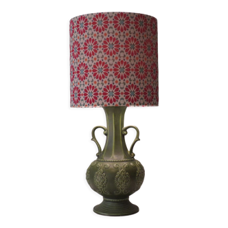 Ceramic table lamp from Bay, West Germany 1960 with handcrafted lampshade