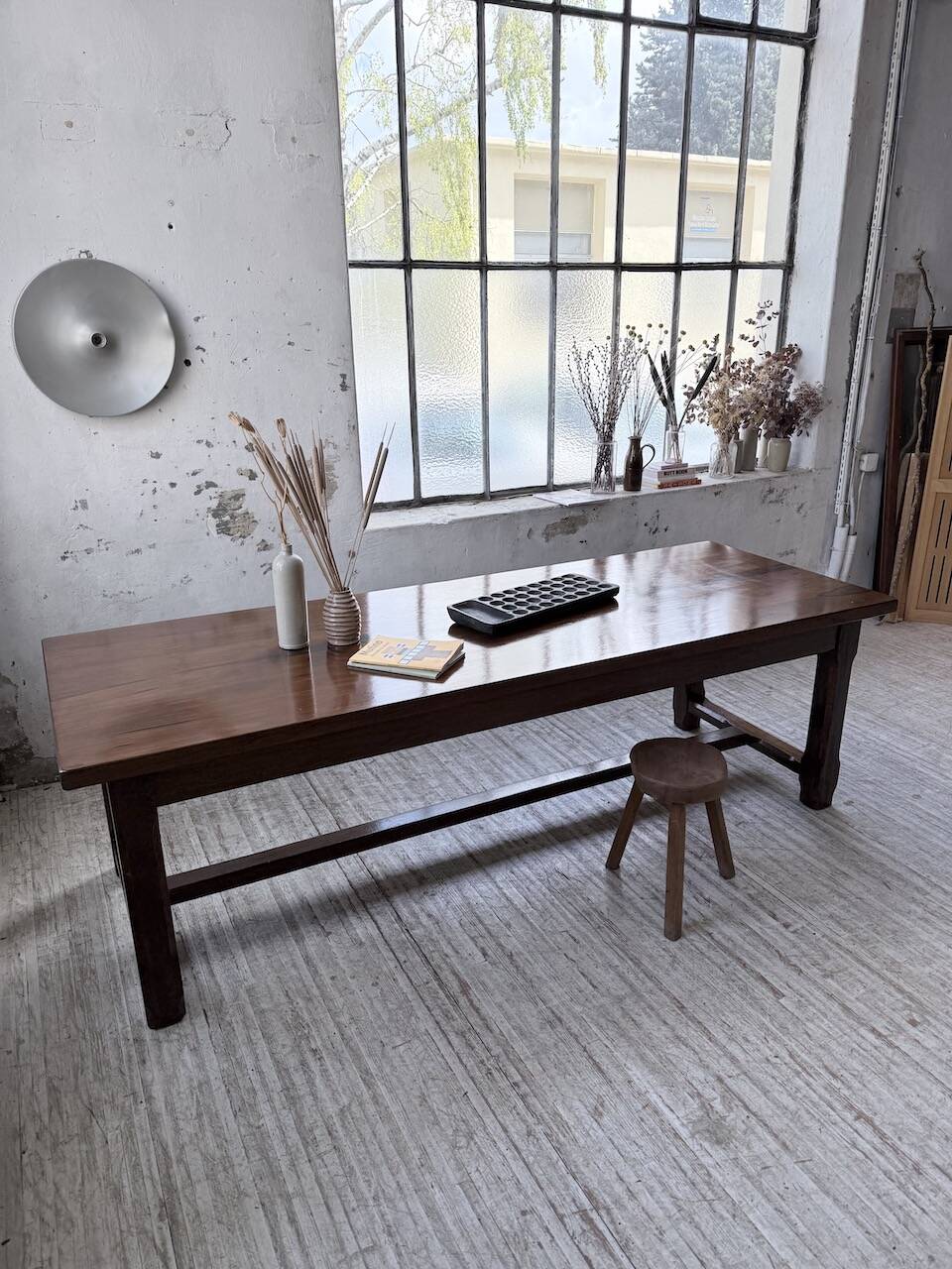Table de ferme campagne noyer massif XL 250cm