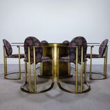 Hollywood regency dining table & 6 armchairs - belgo chrom