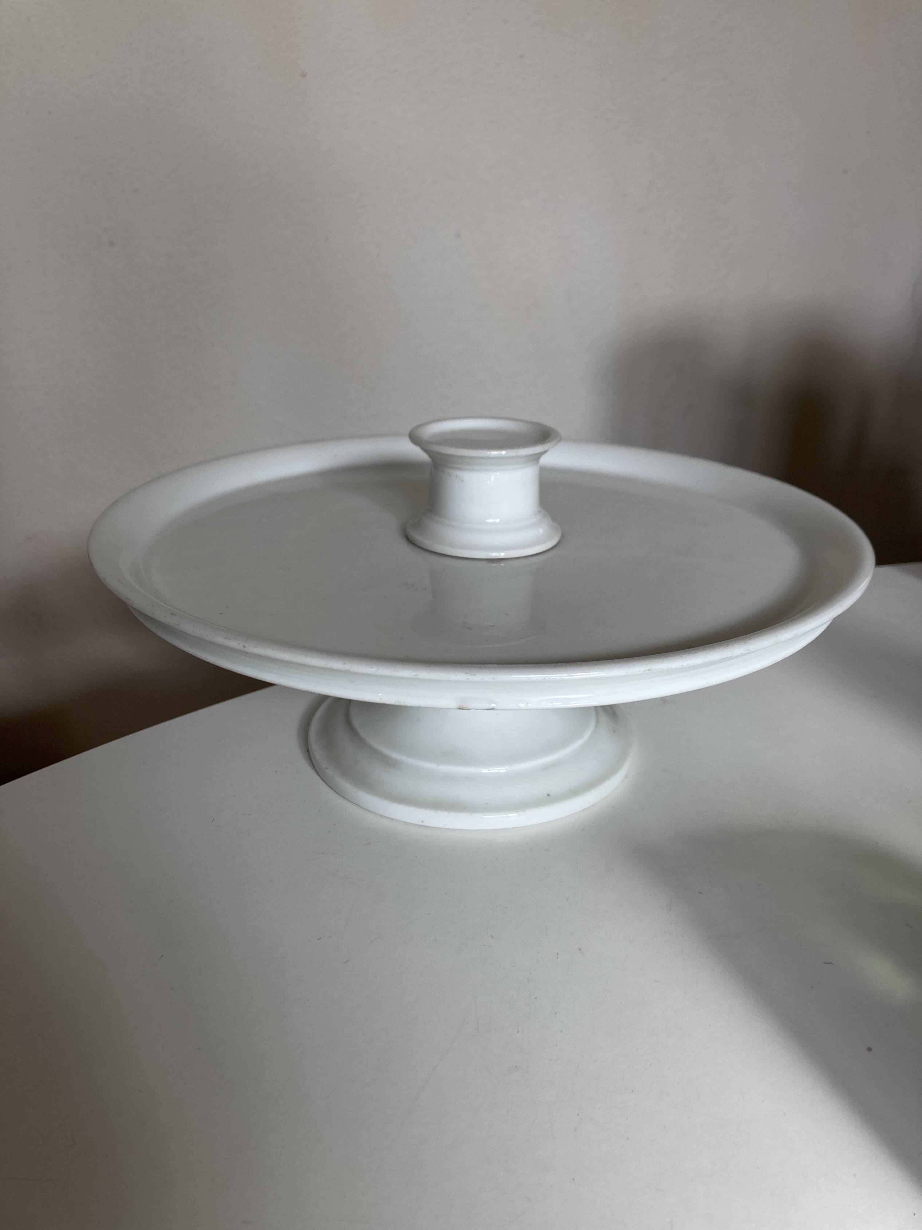 Louis Philippe 19th century mounted cake plate in white earthenware