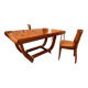 Table art déco + 6 chaises + 2 rallonges