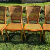 4 caned chairs in cherry wood – Louis XV style