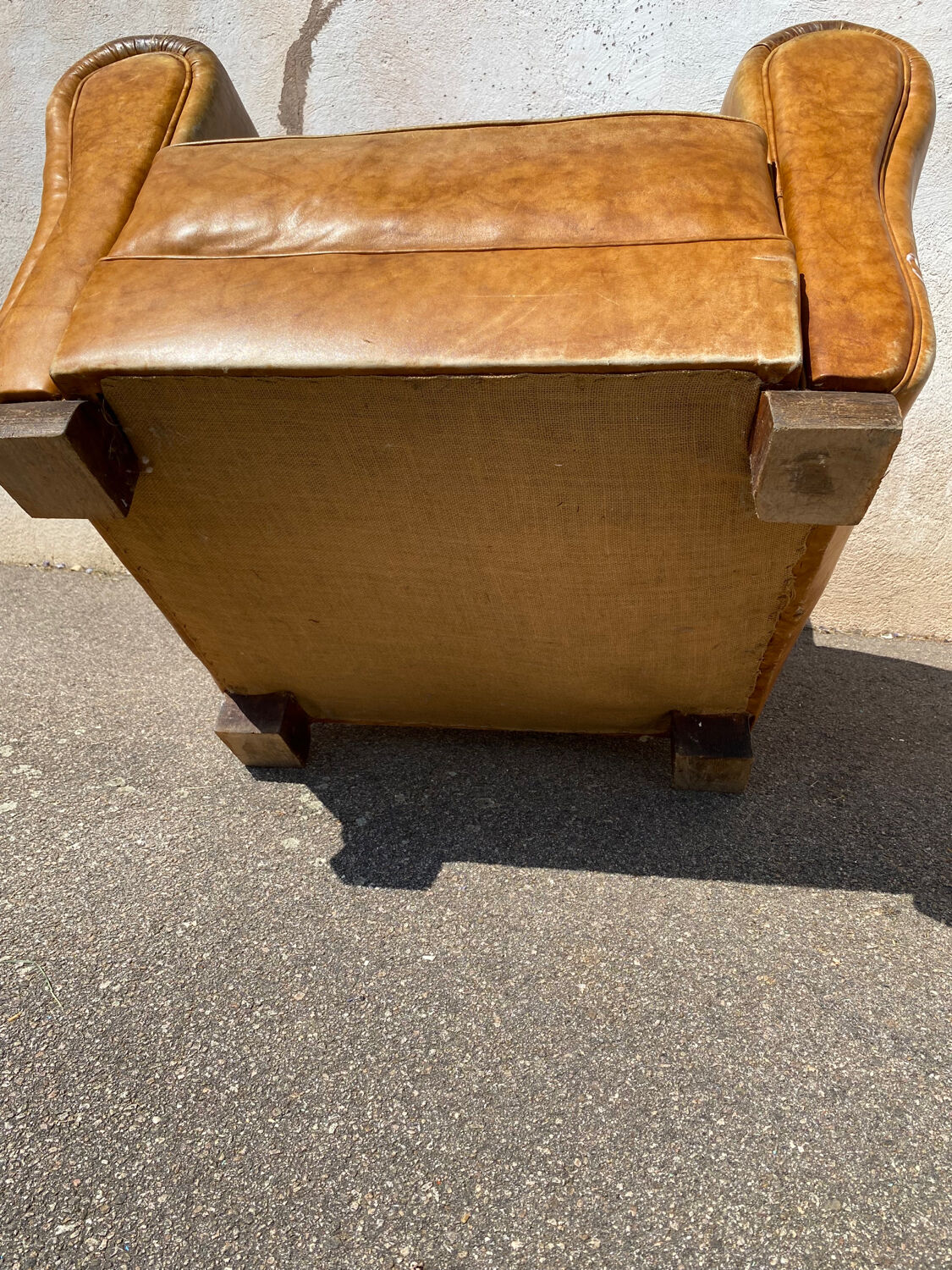 Fauteuil club cuir havane vintage