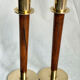 Pair of Danish Art Deco Candle Holders  in Wood & Brass