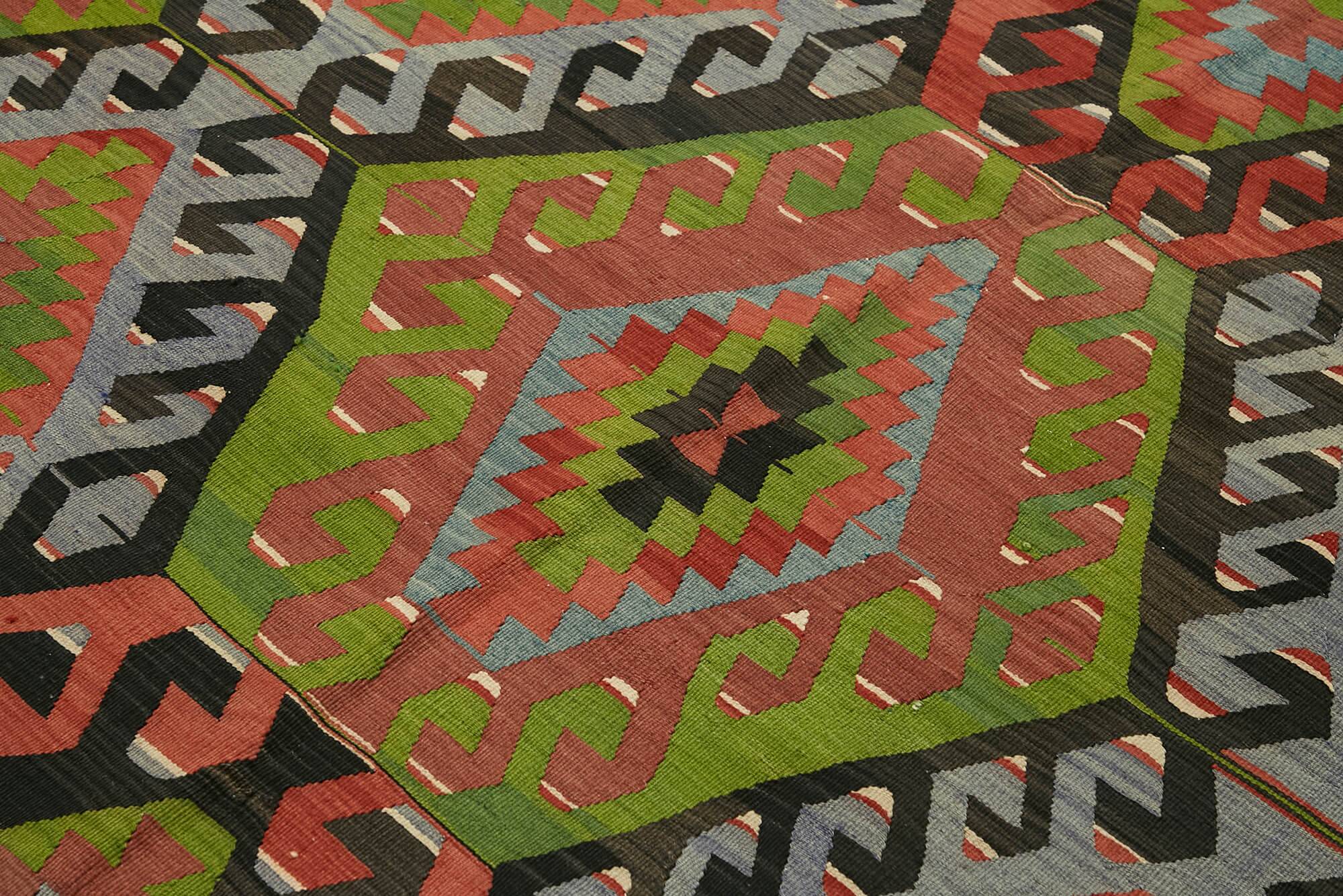 Turkish Handmade Vintage Anatolian Kilim 198 cm x 320 cm