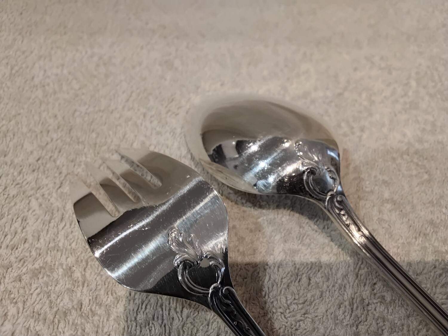 Silver-plated metal stew spoon and fork, Ercuis silversmith, Louis XV, 29