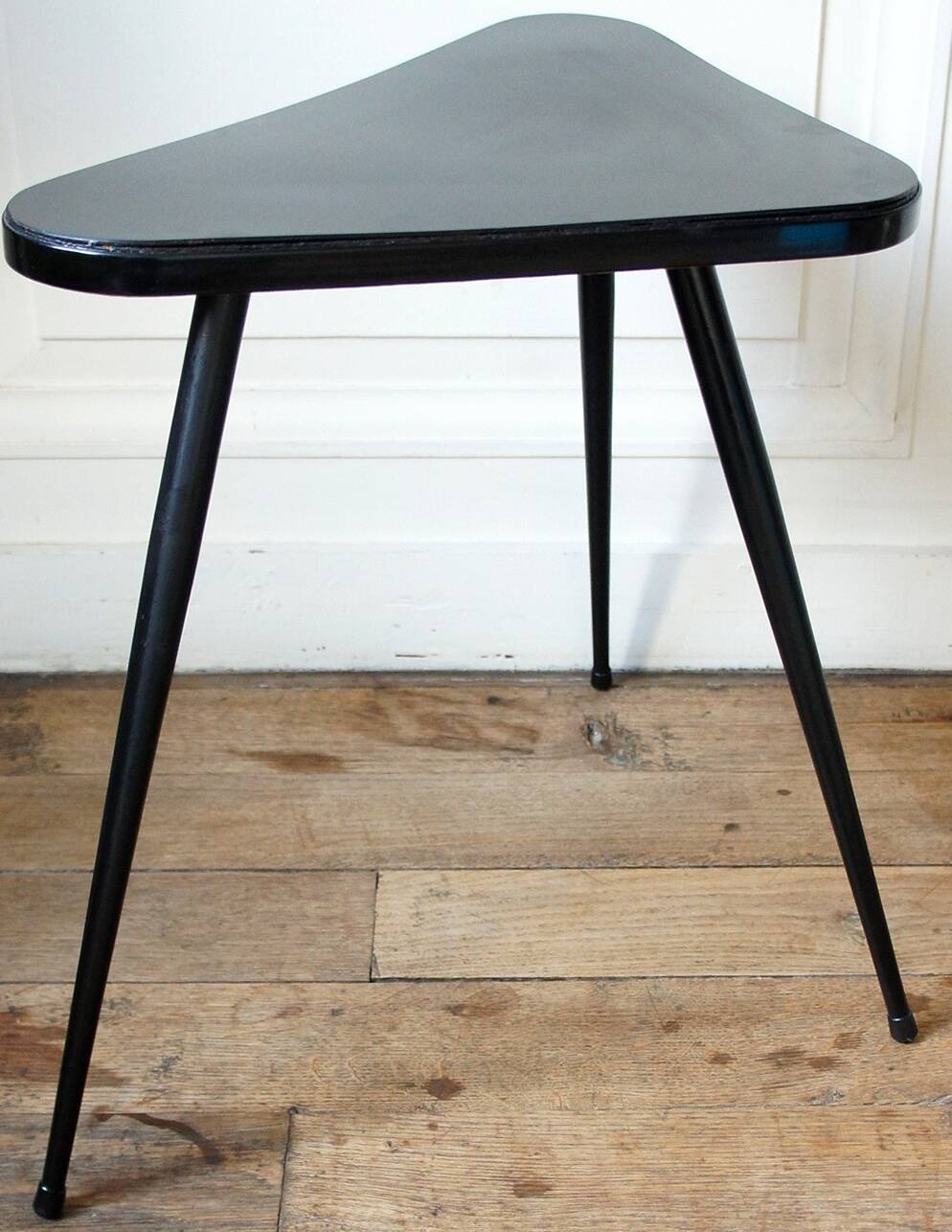 Black formica tripod side table