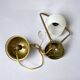 Modernist pendant light in white sandblasted glass and brass
