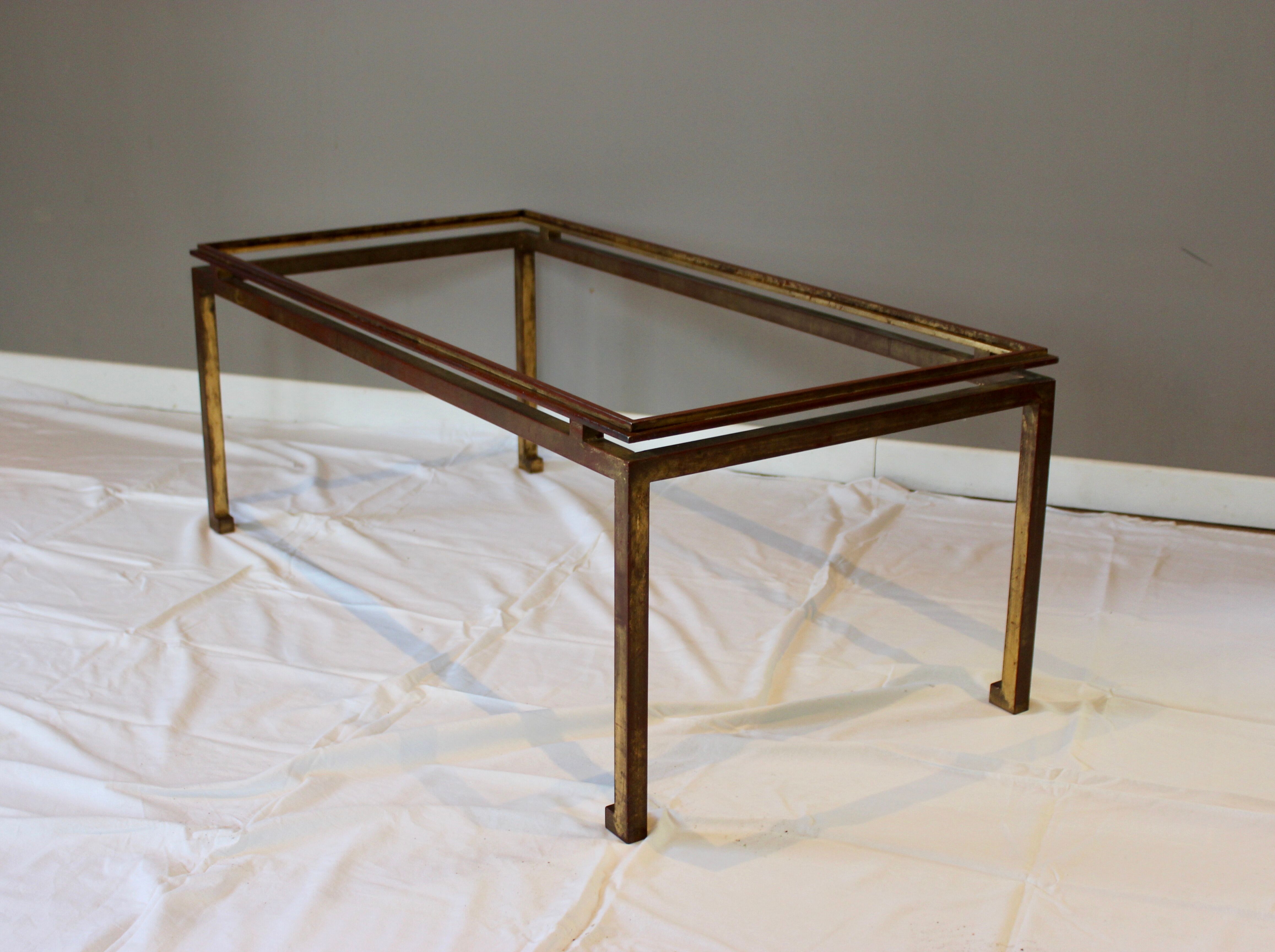 Rectangular gold wrought iron coffee table on sheet, Ramsay House