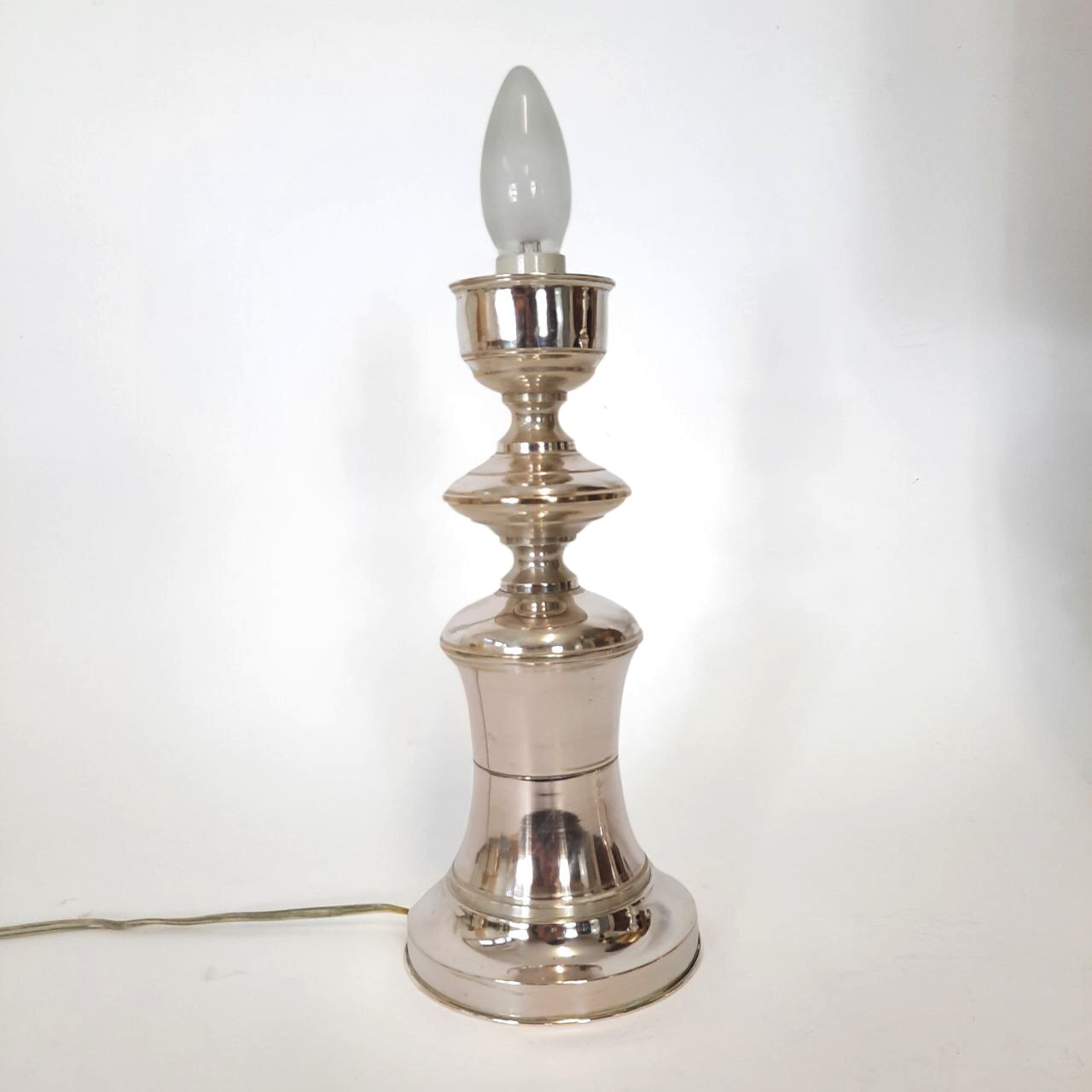 Three vintage bedside lamps in silver