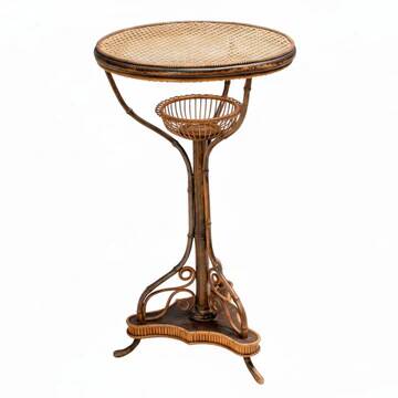 Art Nouveau bentwood & rattan pedestal table, Central Europe, c. 1900–1925