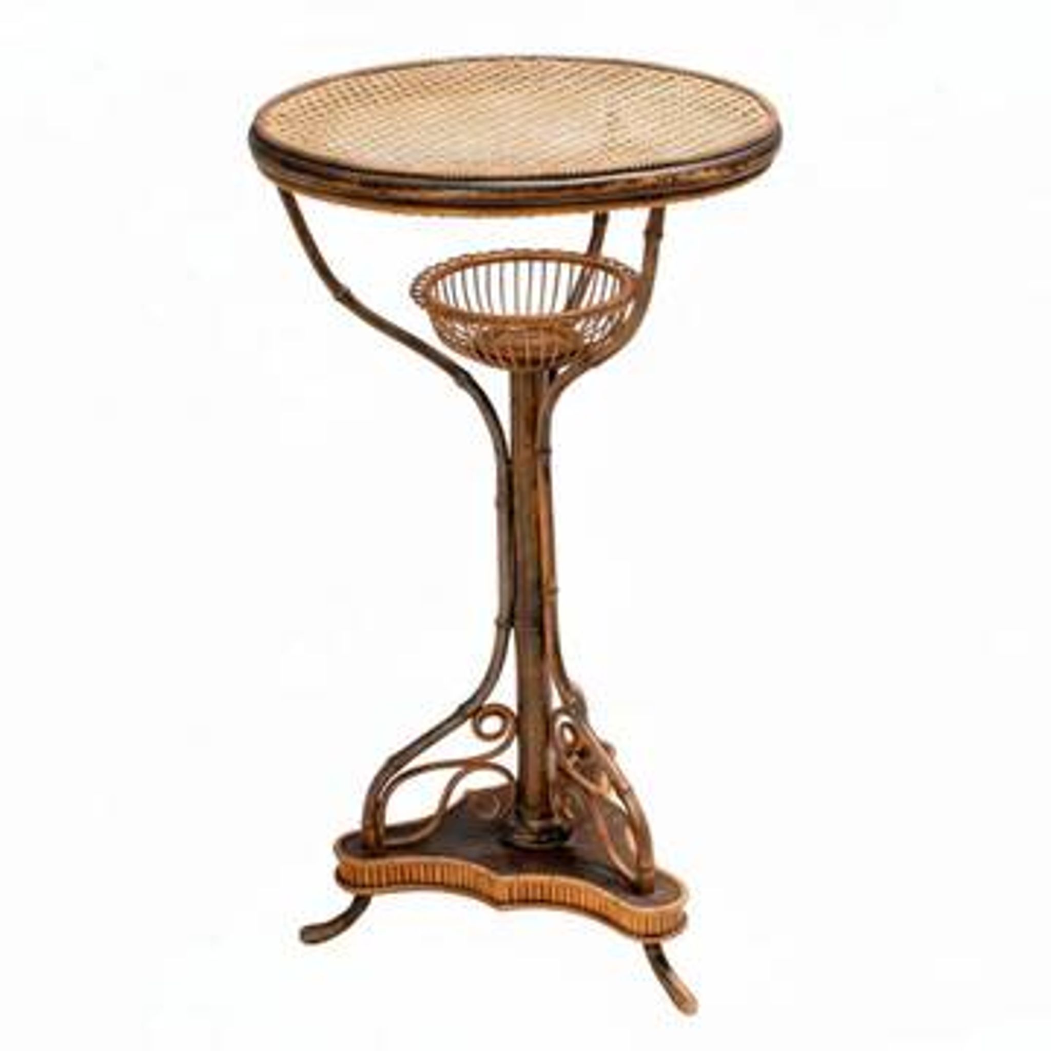 Art Nouveau bentwood & rattan pedestal table, Central Europe, c. 1900–1925