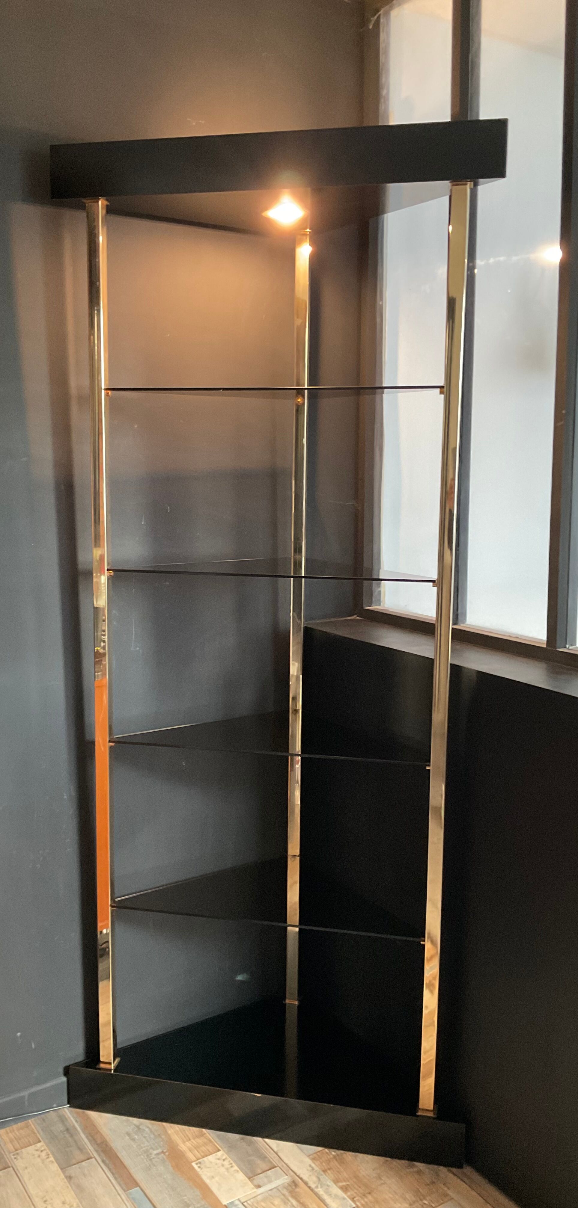 70s brass light shelf