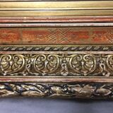 Miroir cadre ancien dit barbizon fin 1800 mouluré bois doré feuilles d'or art