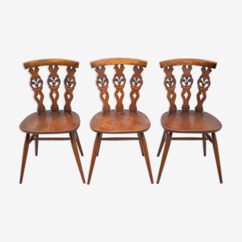Lot de 3 chaises Ercol, Windsor model 375, designer Lucian Ercolani, salon