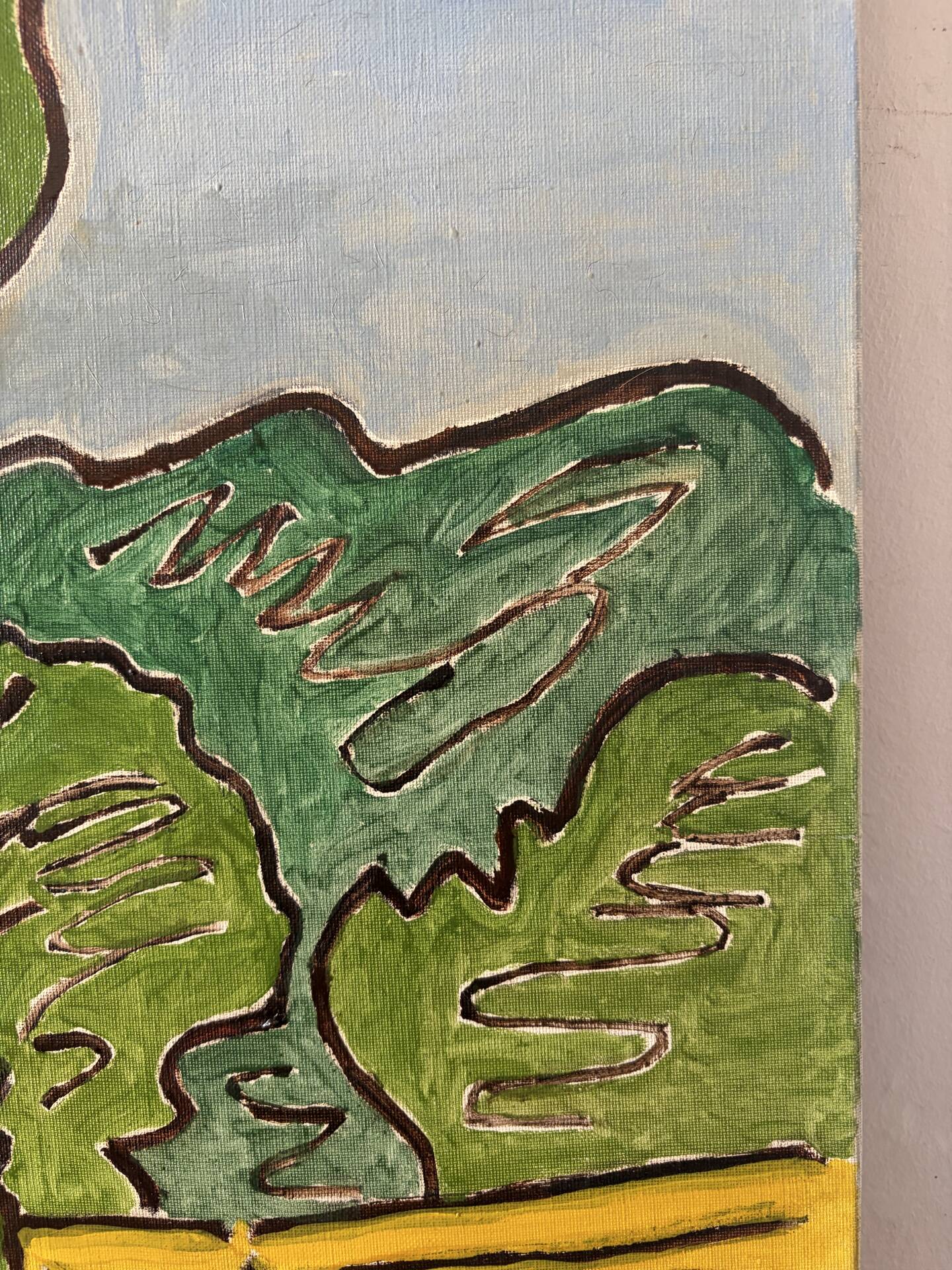 Landscape from the balcony, oil on canvas signed 1982
