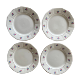 4 assiettes plates anciennes Digoin & Sarreguemines "peties fleurs"