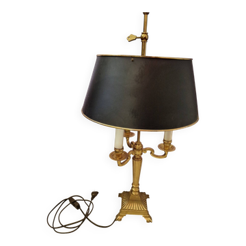 Three-light bouillotte lamp in bronze, Empire style.