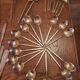 Large vintage cutlery set 65 pieces – 15 people – brass – 1960s