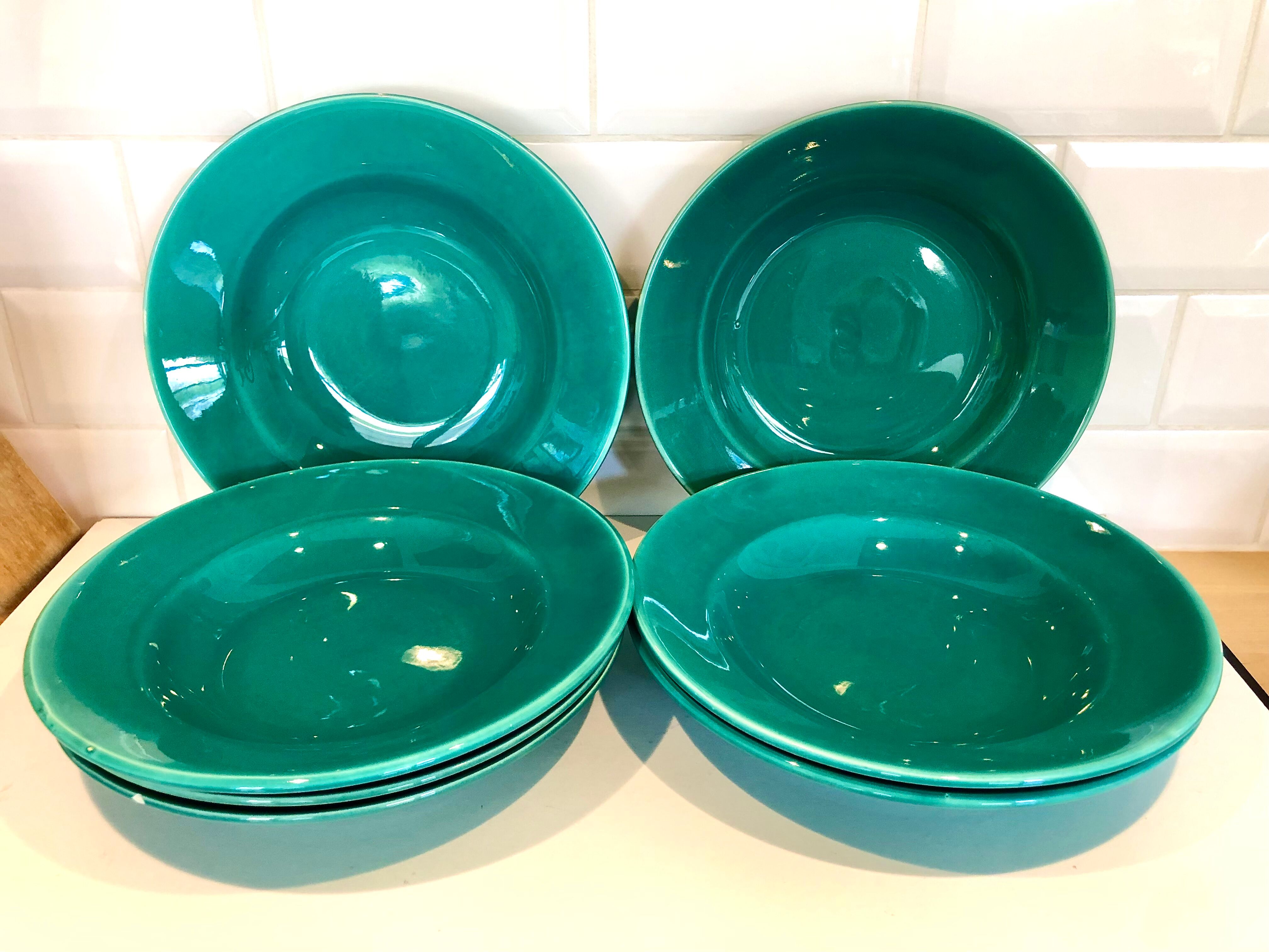 Hollow plates 50s - emerald green glazes!