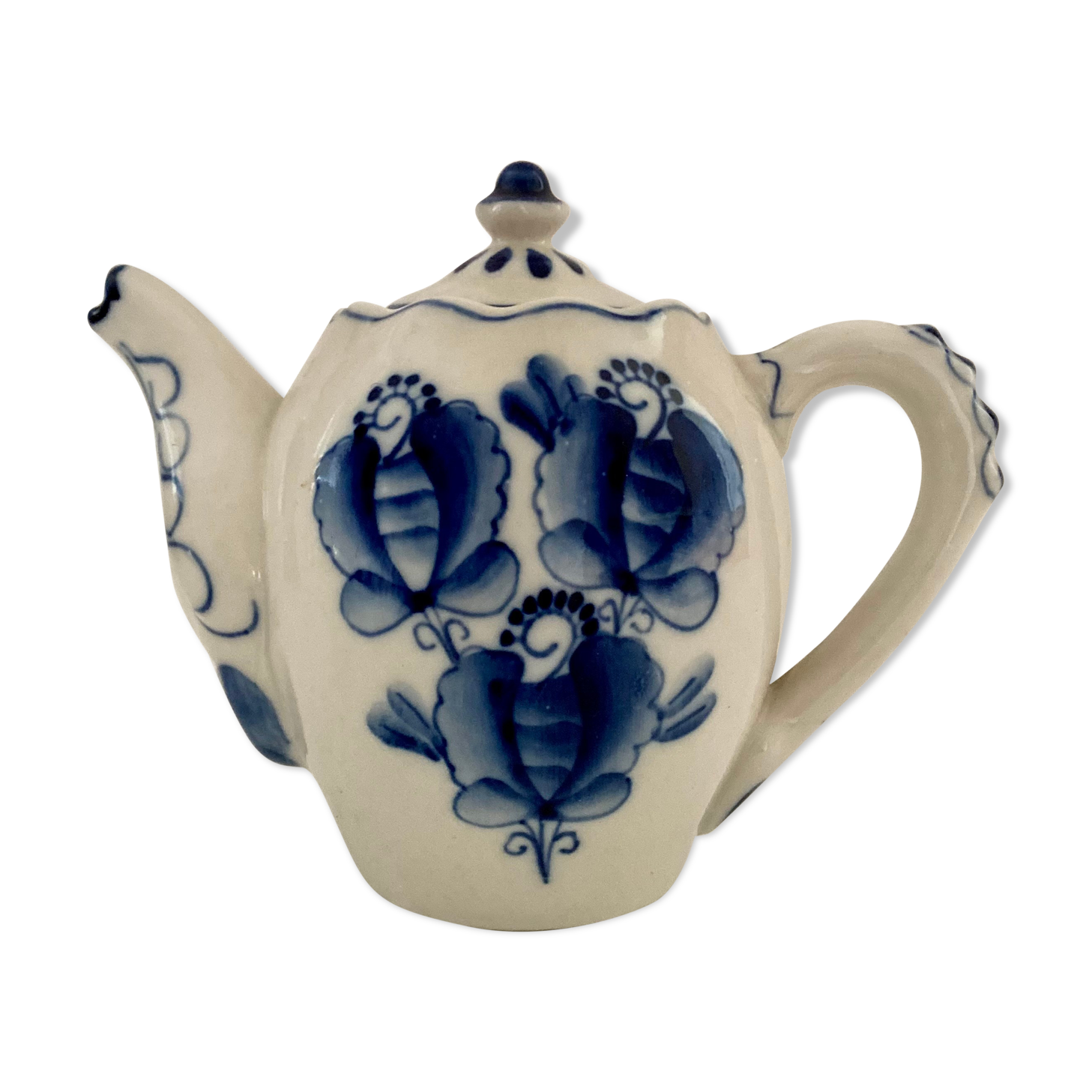 Teapot Russian earthenware gzhel