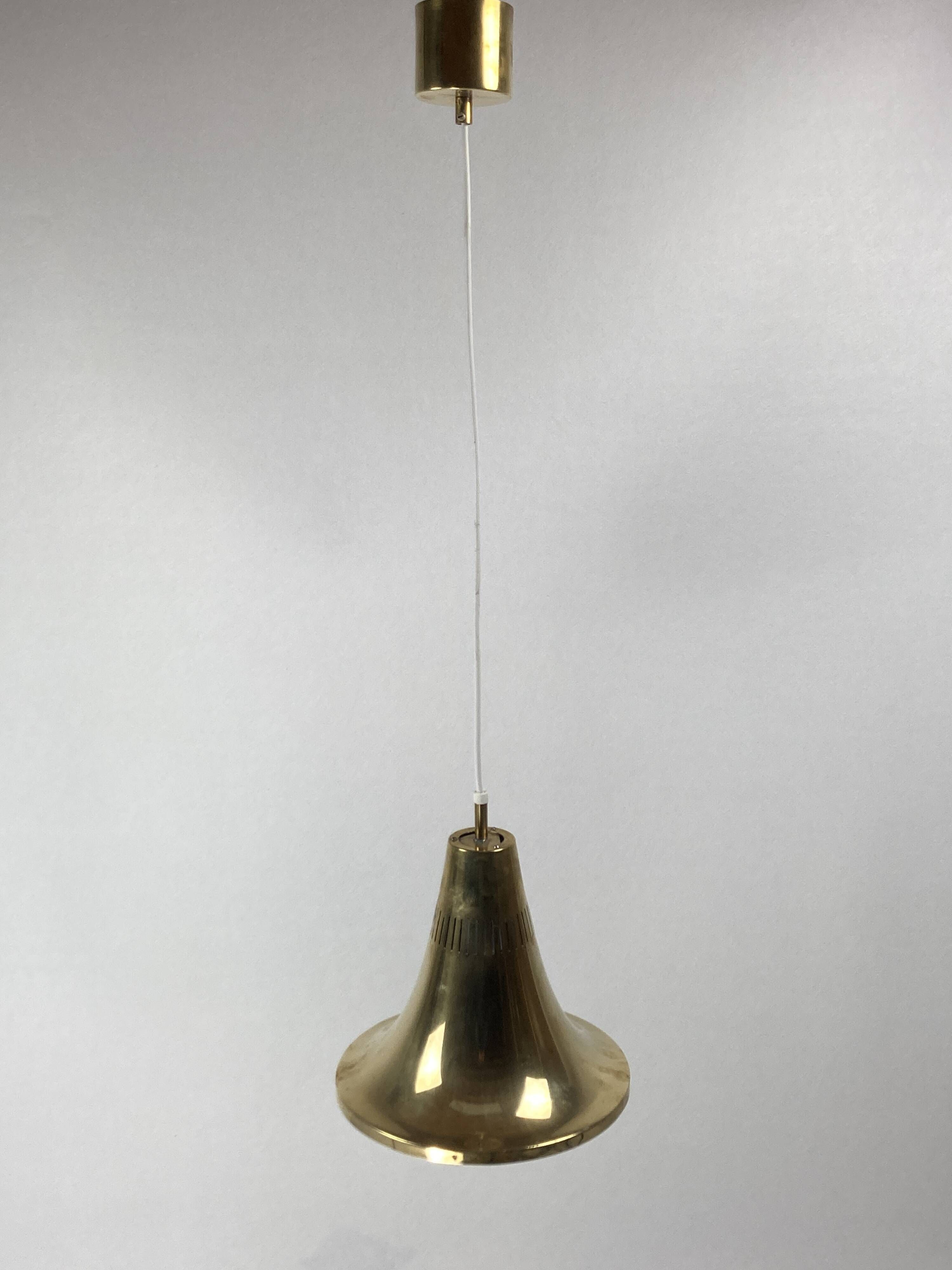 Scandinavian brass hanging pendant lamp by Hans Agne Jakobsson, Sweden 1960s