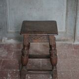 Antique wooden stool in Elizabethan English style, occasional stool