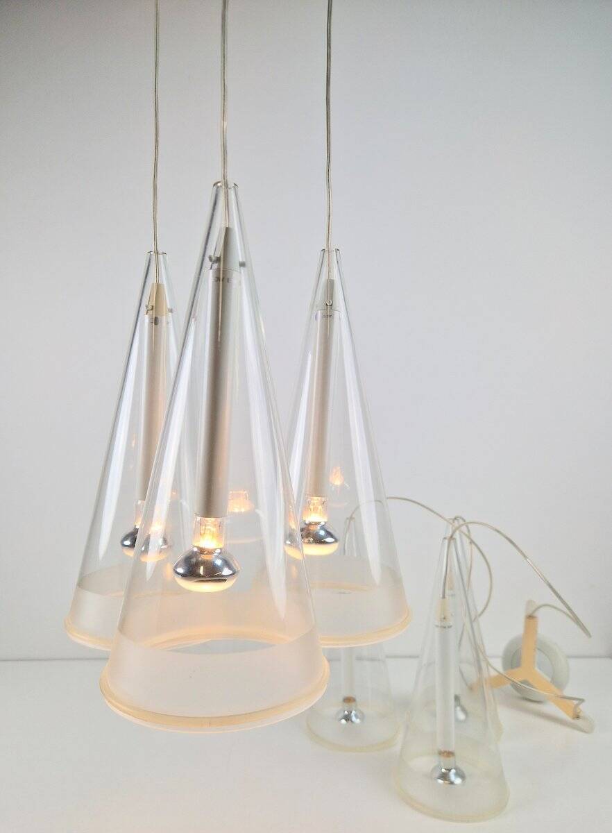 Italian Glass Fucsia 3 Pendant Lamp by Achille Castiglioni for Flos