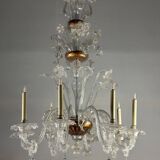 Lustre en verre de murano incolore 8 bras de lumière vers 1890