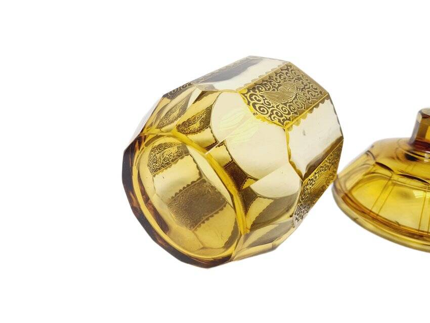 Art Deco oroplastic candy dish from Moser, Czechoslovakia, 1930s