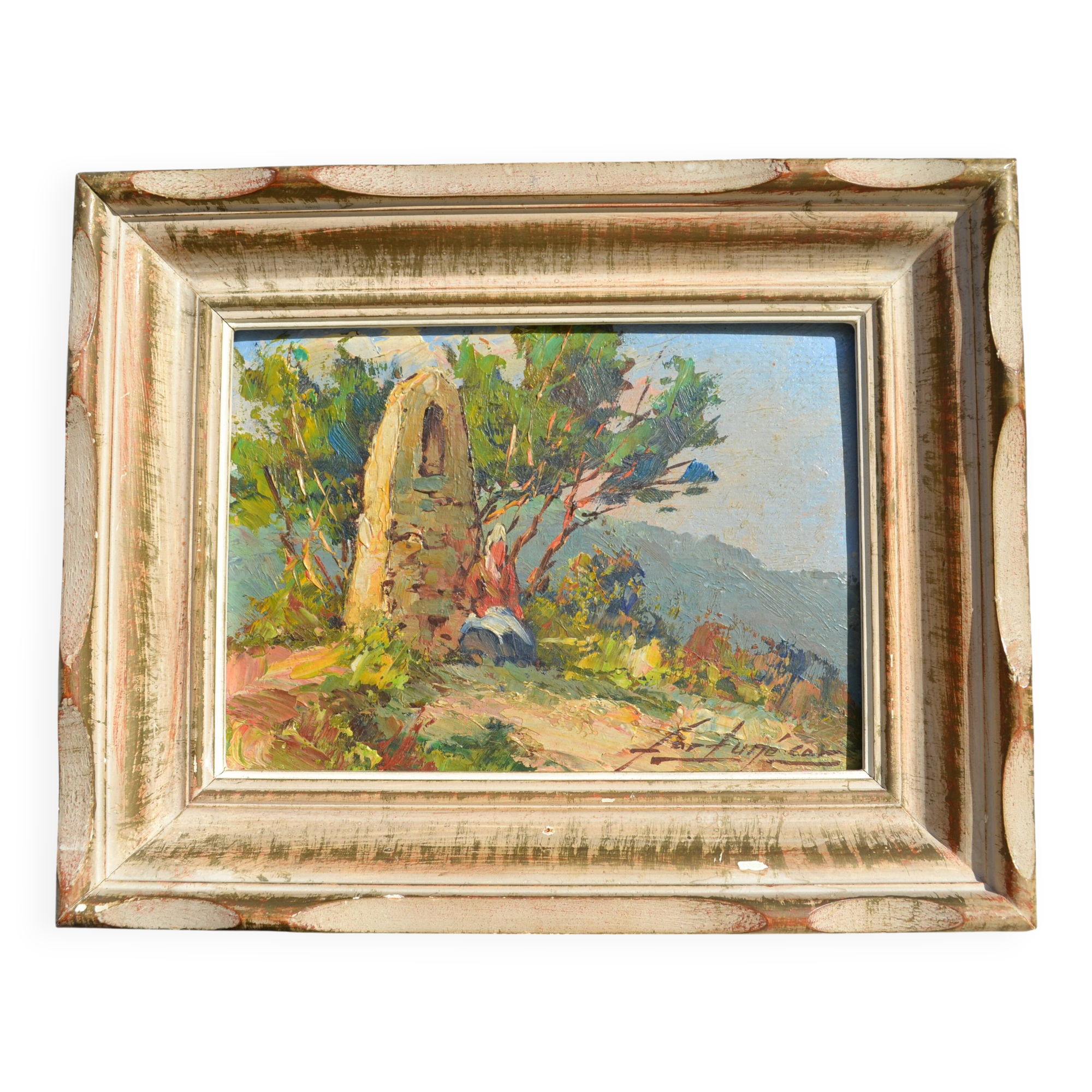 Fortuné Car (1905-1970) painting of a Provençal landscape, oil on canvas.