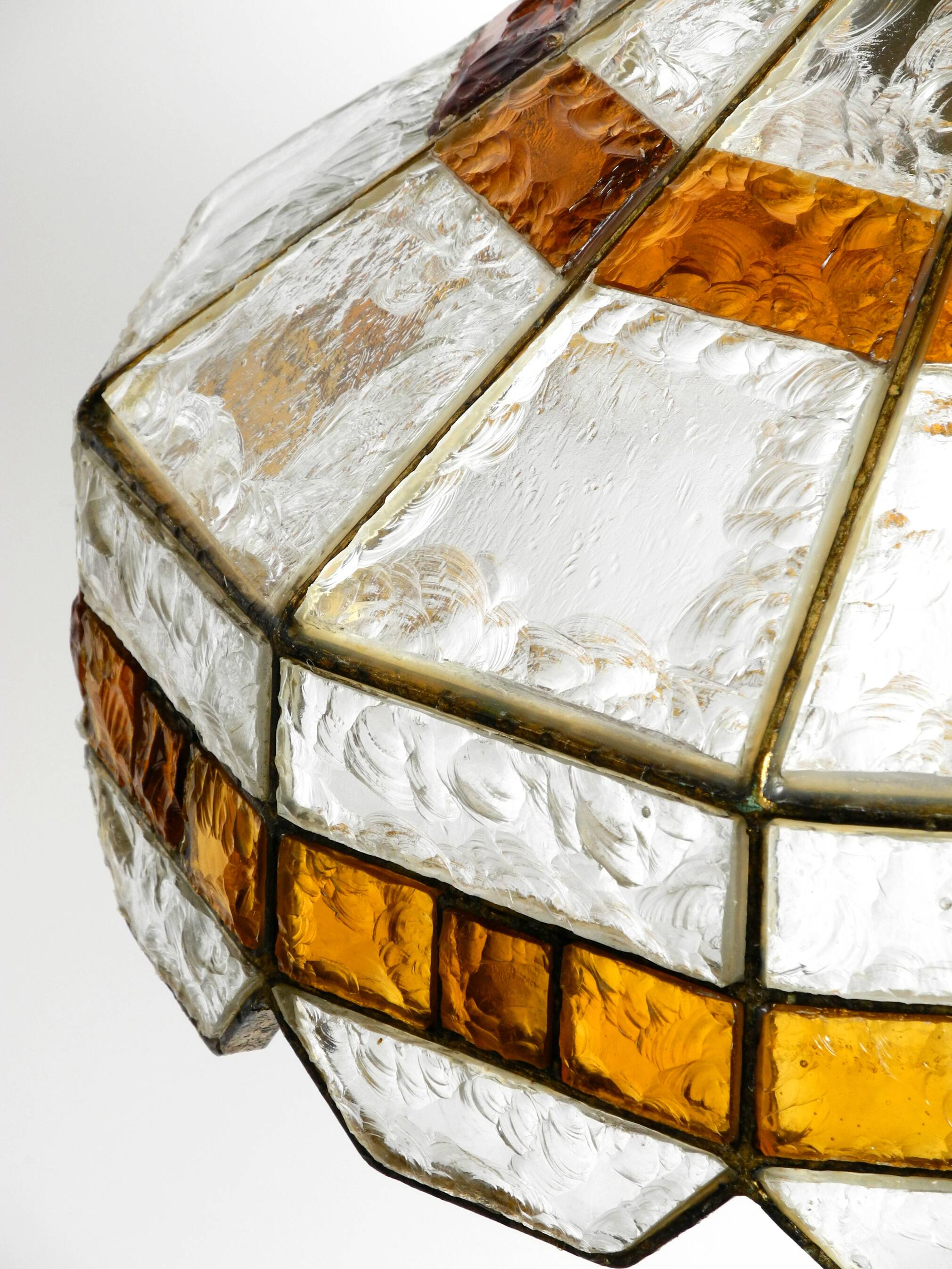 Beautiful large heavy 1960s Italian PoliArte glass ceiling lamp | Ø 52cm