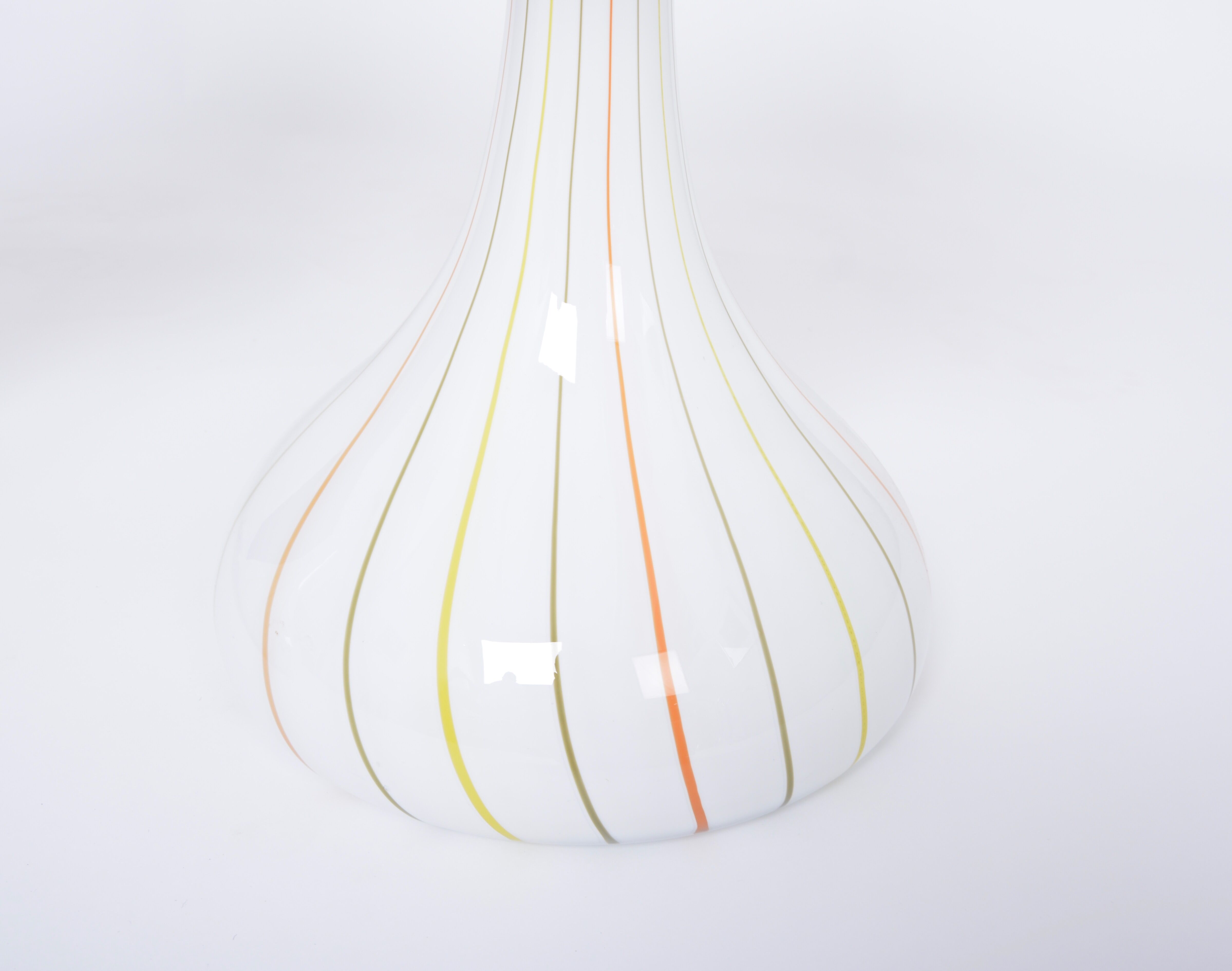 Pair of 1970s tall White Glass Table Lamps model "Candy" by Holmegaard