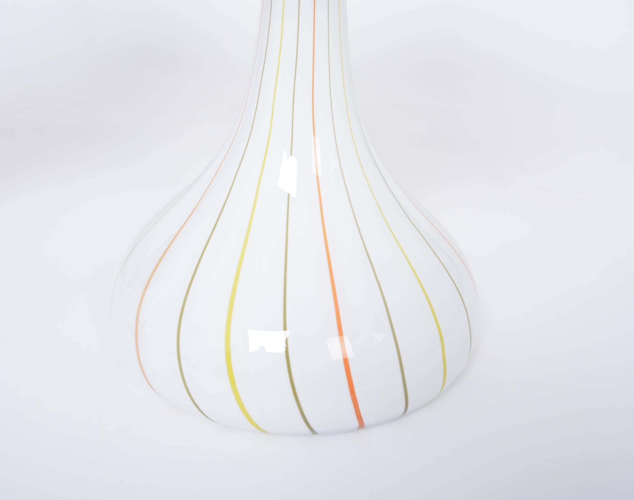 Pair of 1970s tall White Glass Table Lamps model "Candy" by Holmegaard