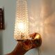 Vintage wall light in brass and etched glass.