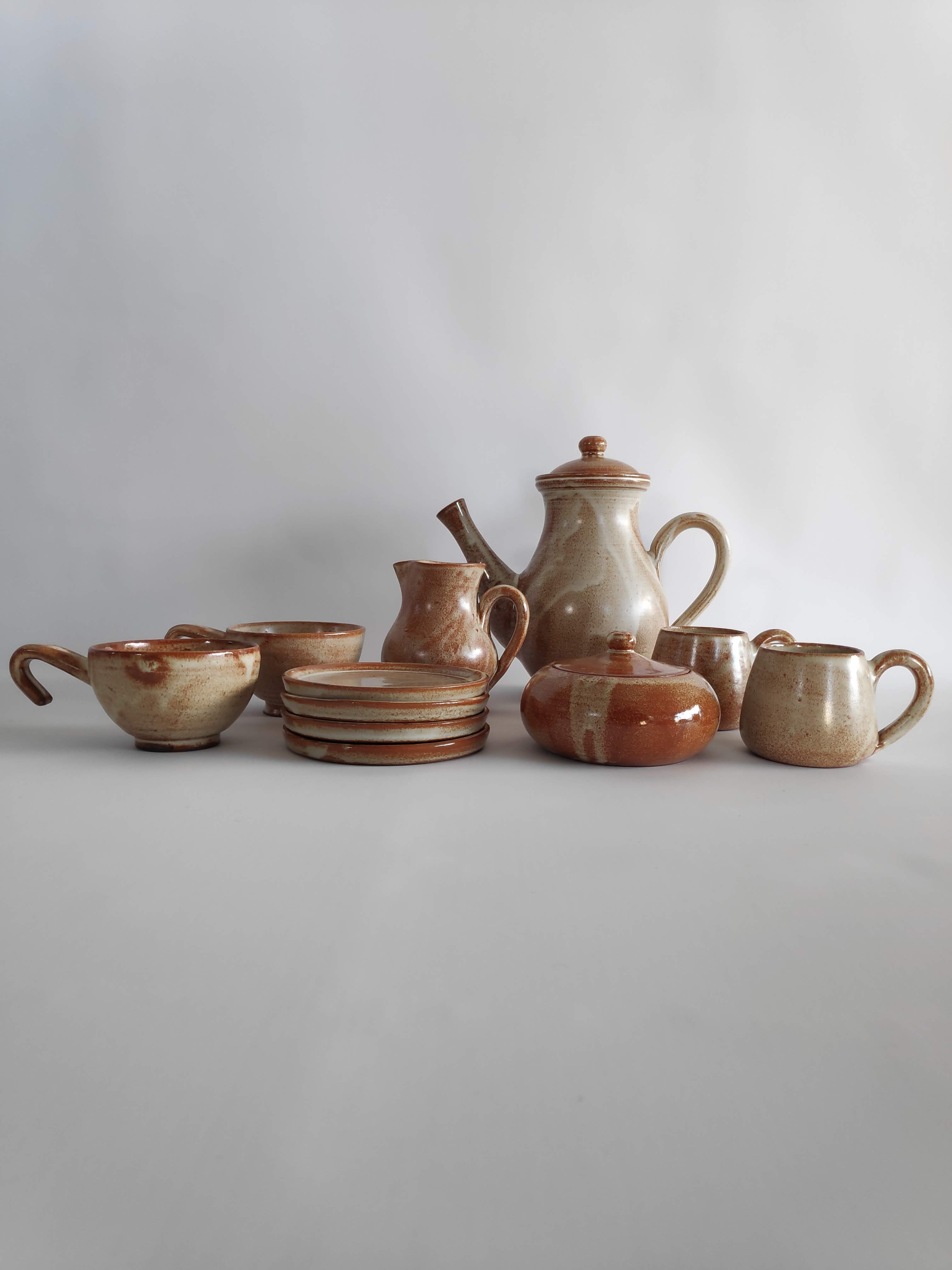 Vintage tea or coffee service of 60 years in stoneware