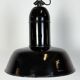 Industrial Black Enamel Factory Lamp with Cast Iron Top, 1930s