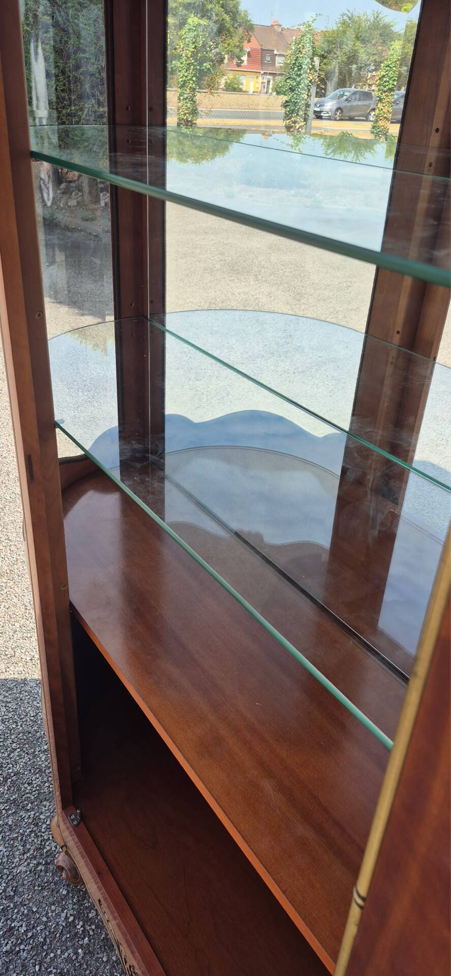 Large curved display cabinet in cherry wood in Louis XV style – 20th century